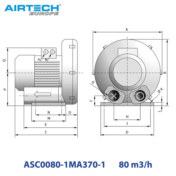 Компресор для ставка вихровий 80 м3/год AirTech ASC0080-1MA370-1