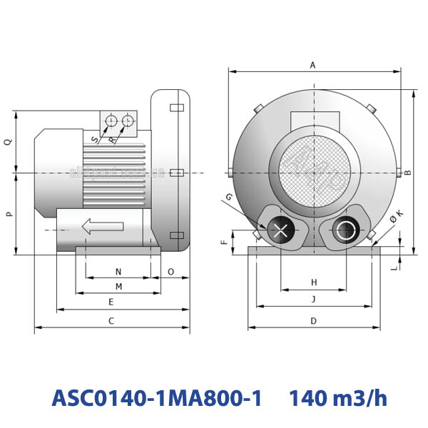 Компресор для ставка вихровий 140 м3/год AirTech ASC0140-1MA800-1
