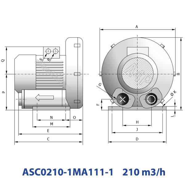 Компресор для ставка вихровий 210 м3/год AirTech ASC0210-1MA111-1