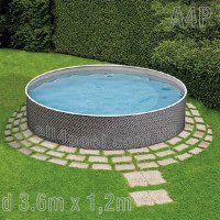 Басейн каркасний Azuro круглий 3,6м х 1,2м колір Rattan з плівкою Lagoon