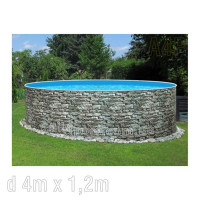 Басейн каркасний Azuro круглий d 4 м х 1,2м колір Stone з плівкою Lagoon