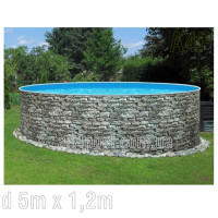 Басейн каркасний Azuro круглий d 5м х 1,2м колір Stone з плівкою Lagoon