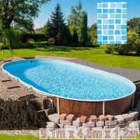 Басейн каркасний овальний 9,1м x4,6м х 1,2м Azuro Wood з плівкою Mosaic