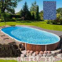 Басейн каркасний овальний 9,1м x4,6м х 1,2м Azuro Wood з плівкою Pebbles